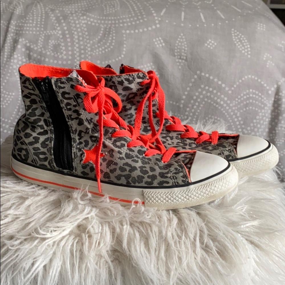 Converse high top zipper leopard print